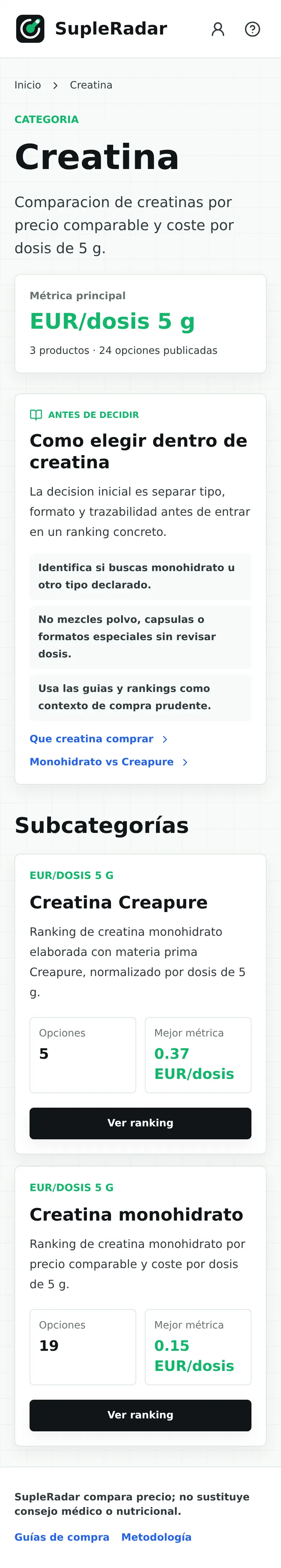 Categoria creatina mobile