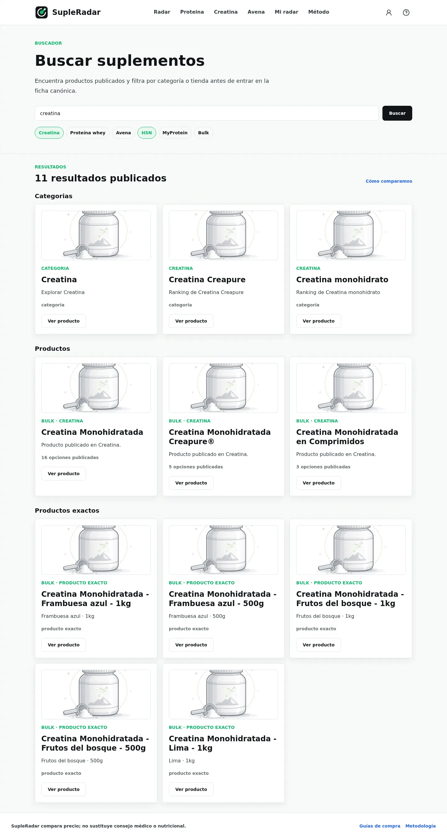 Buscador con resultados desktop