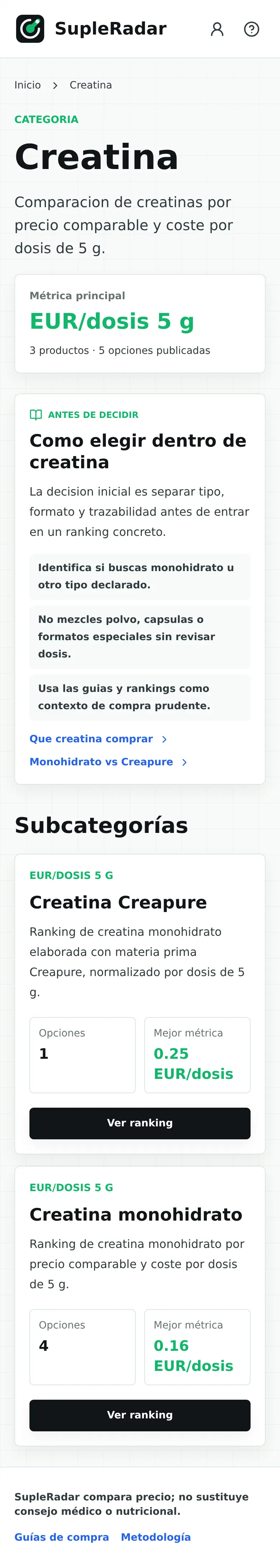 Categoria creatina mobile