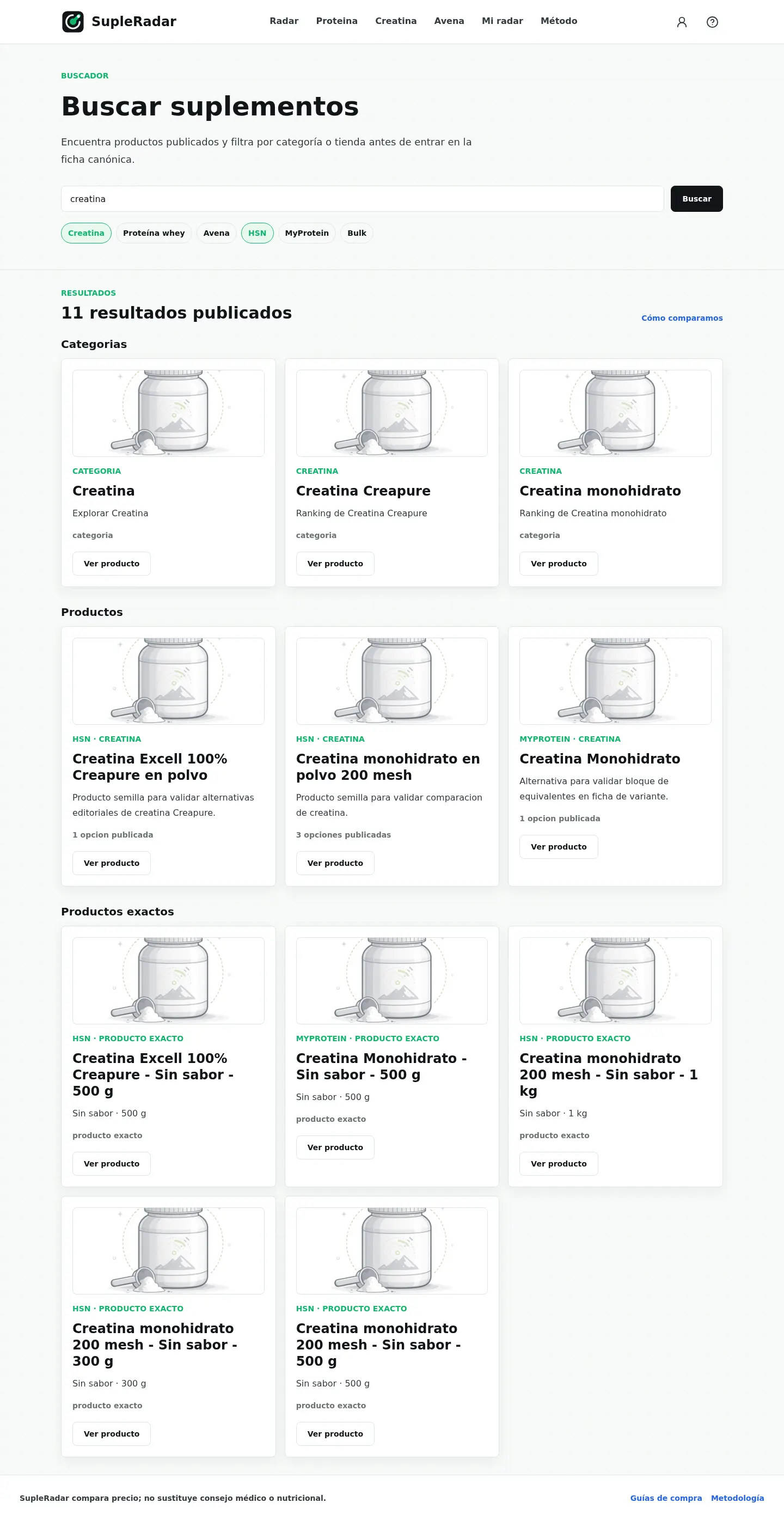 Buscador con resultados desktop