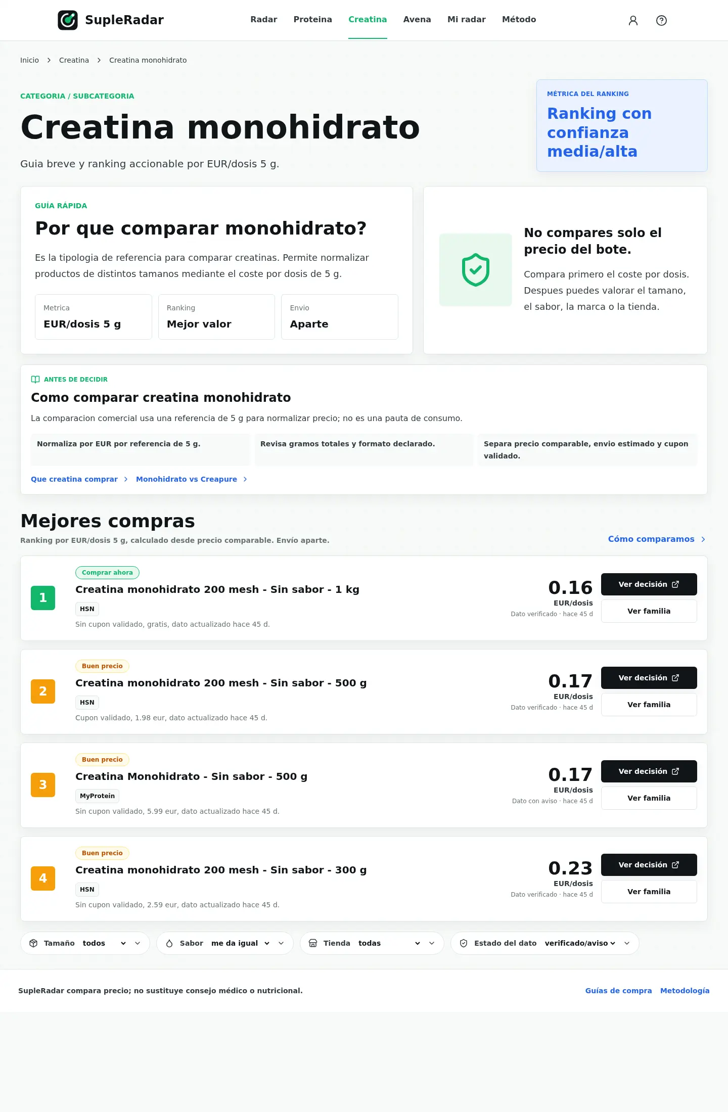 Ranking creatina monohidrato desktop