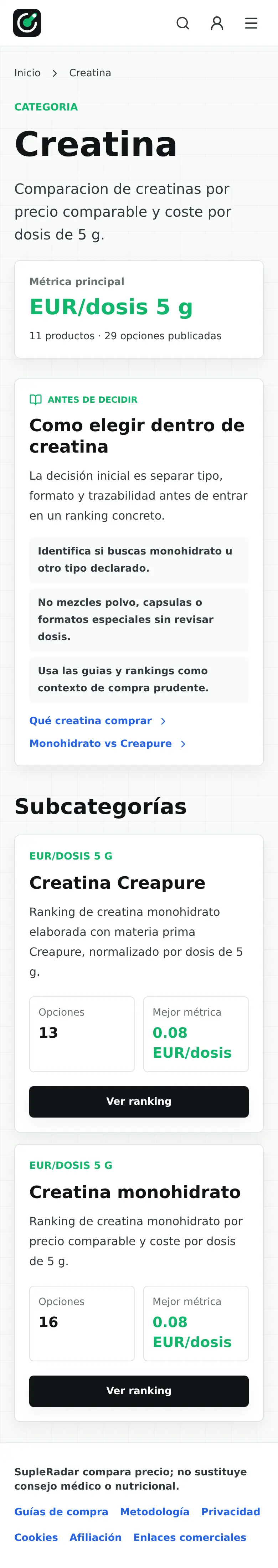 Categoria creatina mobile