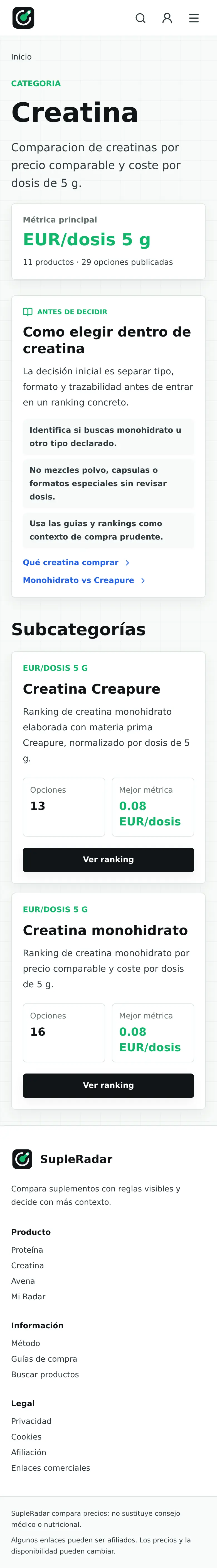 Categoria creatina mobile
