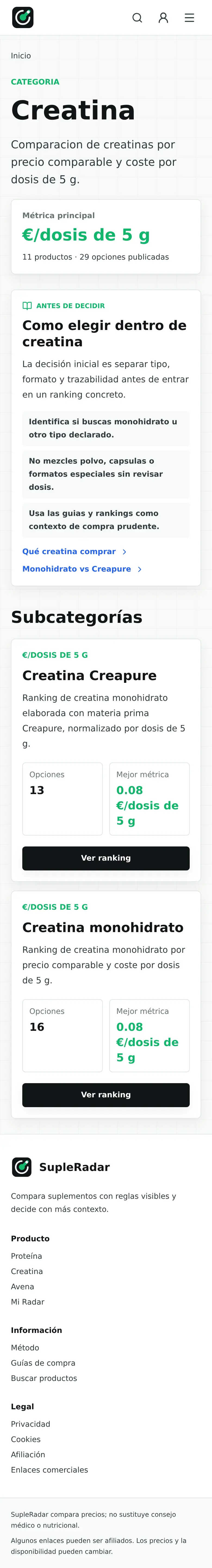 Categoria creatina mobile