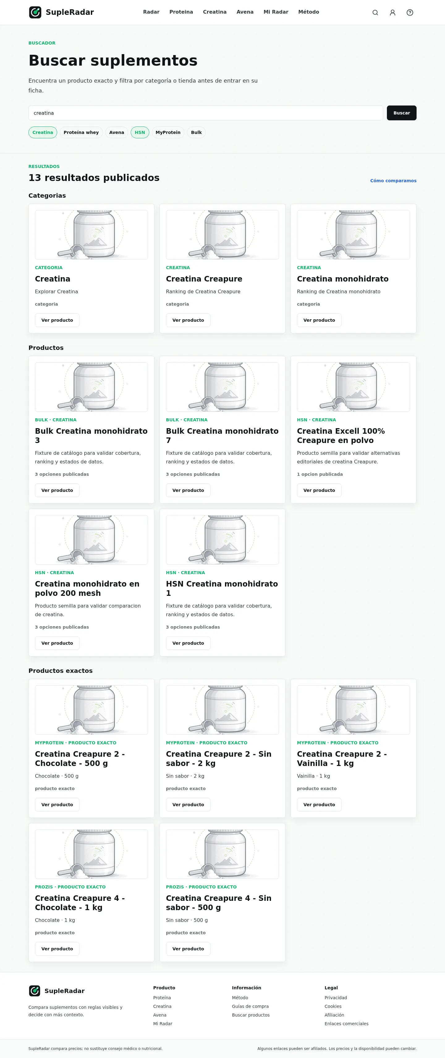 Buscador con resultados desktop