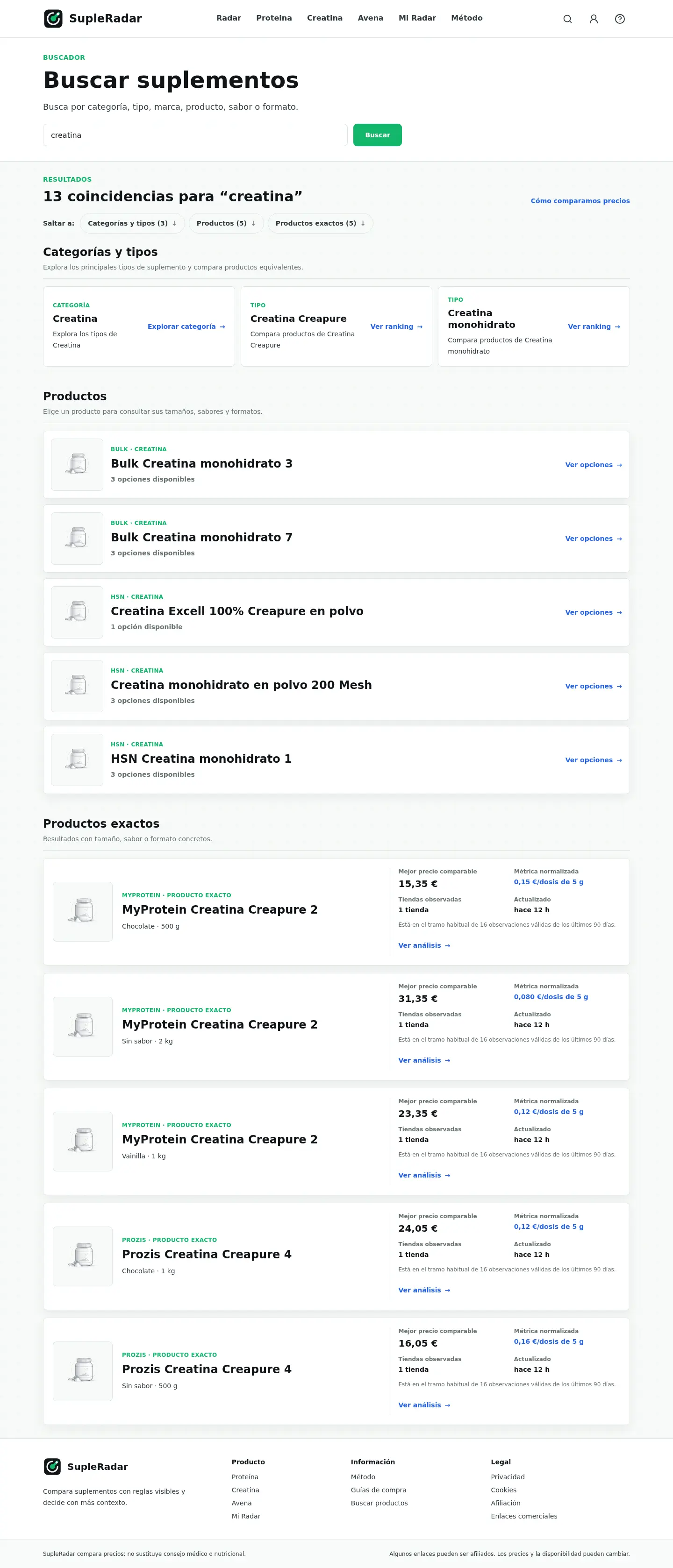 Buscador con resultados desktop