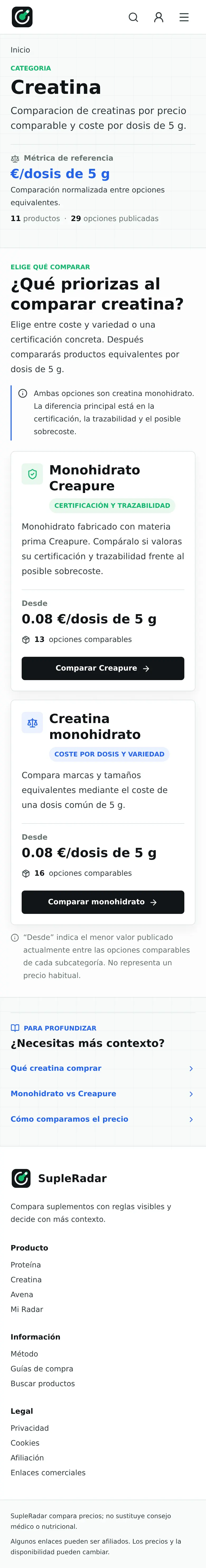Categoria creatina mobile