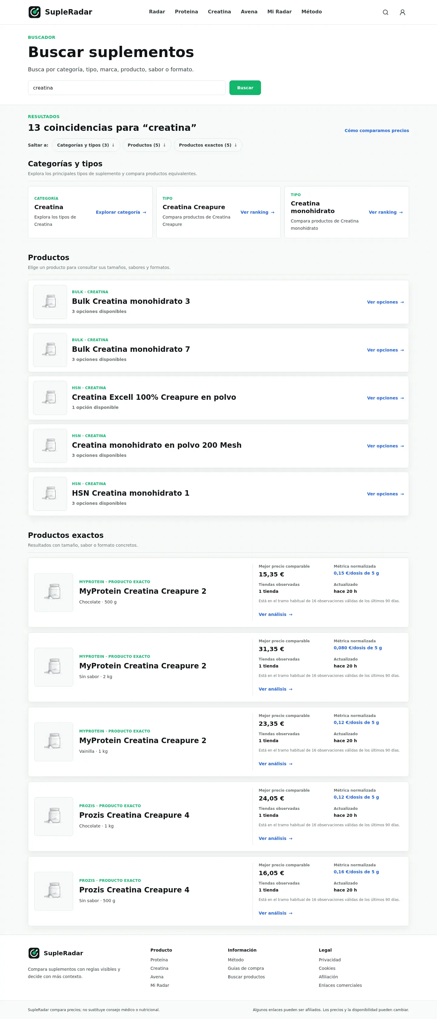 Buscador con resultados desktop