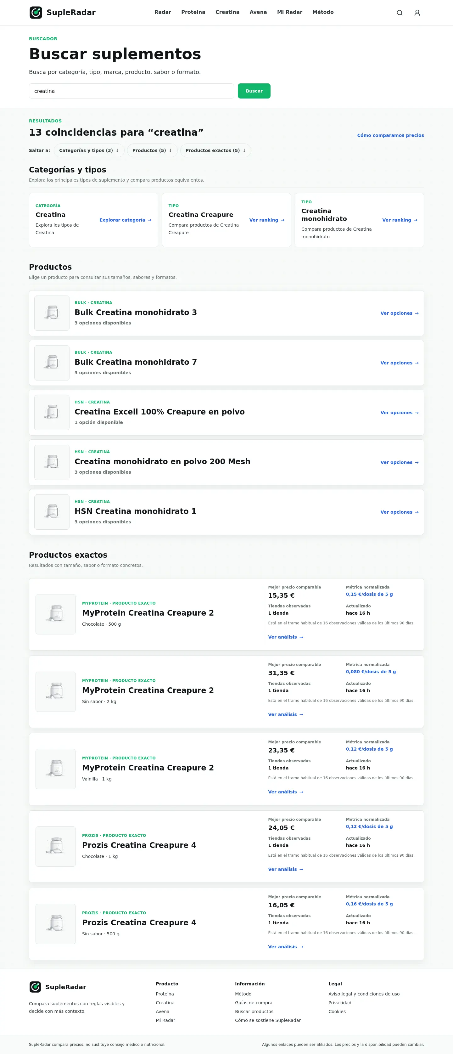 Buscador con resultados desktop