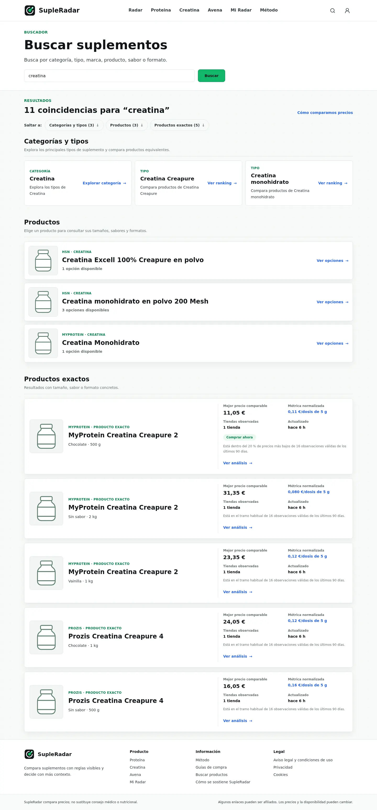 Buscador con resultados desktop